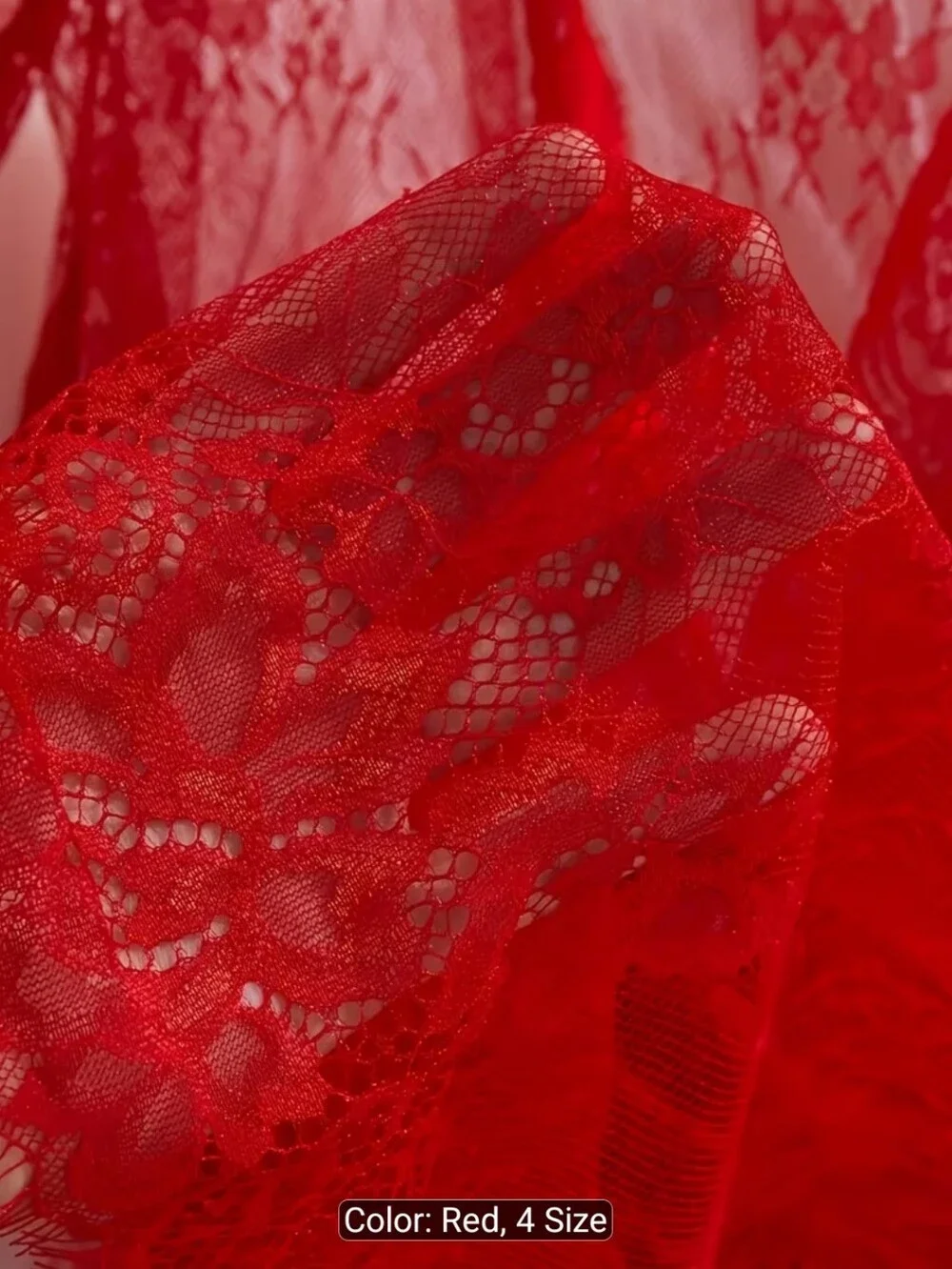 Sheer Lace Robe & Bralette Set - Red